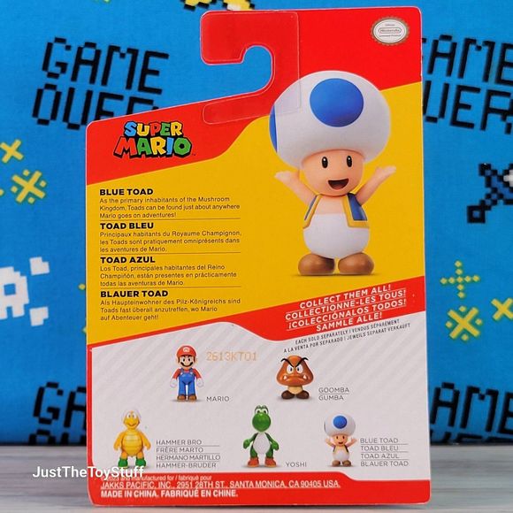 Jakks Pacific Super Mario Blue Toad 2.5" World of Nintendo Collectible Figure - Picture 2 of 7